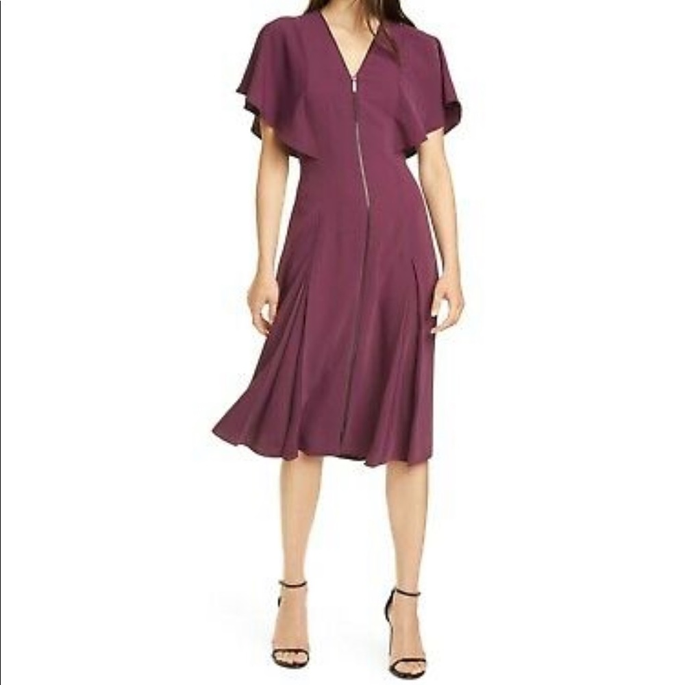 NWT Ted baker V-neck drape sleeve midi dress purple. Size small, new with tags!